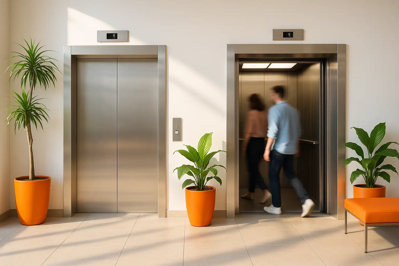 Modern passenger lift with sophisticated interior design